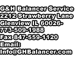 GH Balancer Service 2919 W. Irving Park Rd. Chicago IL 60618